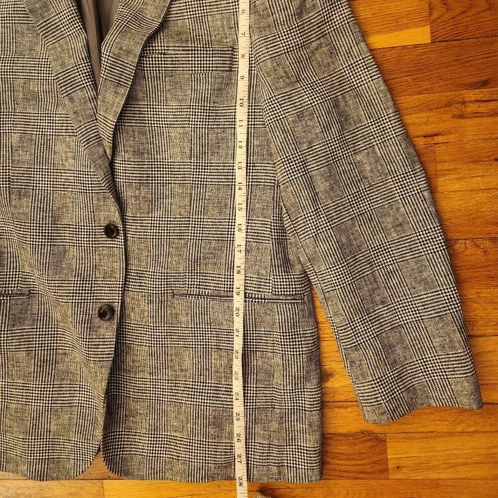Michael Kors Black Herringbone Plaid Sport Coat Blazer Cotton & Linen Men's 42R - Picture 5 of 16